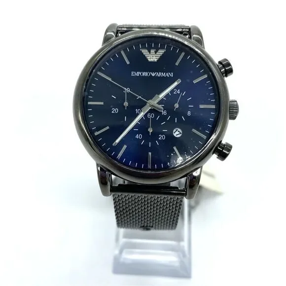 Emporio Armani Men's Chronograph Gunmetal Stainless Steel Watch AR1979 New